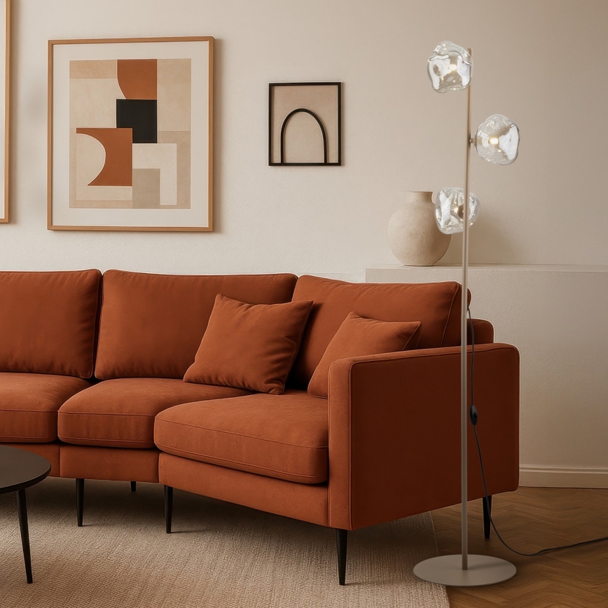 Brilagi - Lattiavalaisin VULCANO 3xG9/8W/230V beige/savunbeige