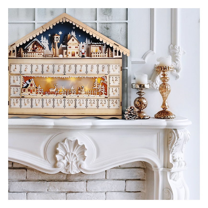 Brilagi - LED-adventtikalenteri LED/2xAA mänty