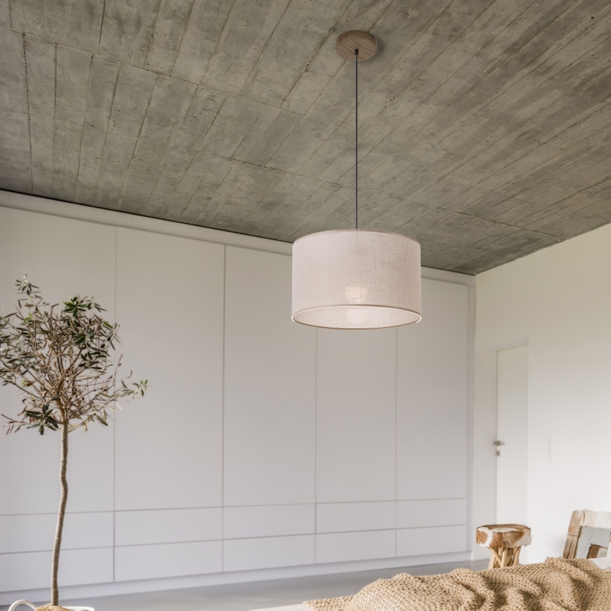 Brilagi - LED Kattovalaisin johdolla ANTHONY 1xE27/60W/230V tammi-pähkinä/beige