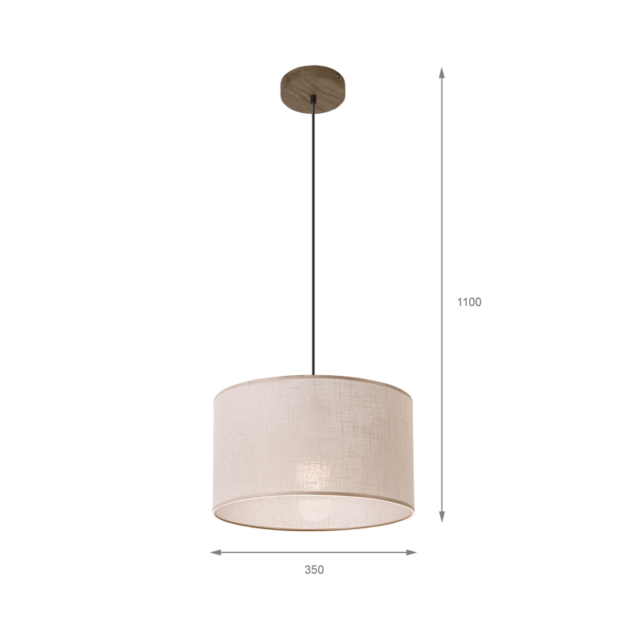Brilagi - LED Kattovalaisin johdolla ANTHONY 1xE27/60W/230V tammi-pähkinä/beige