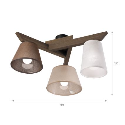 Brilagi - LED Pintakiinnitteinen kattovalaisin ANTHONY 3xE14/40W/230V tammi-pähkinä