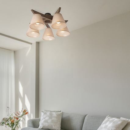 Brilagi - LED Pinta kattokruunu ANTHONY 5xE14/40W/230V tammi-pähkinä/beige