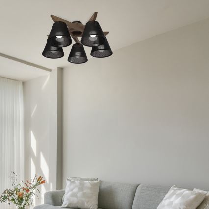 Brilagi - LED Pinta kattokruunu ANTHONY 5xE14/40W/230V tammi-pähkinä/musta