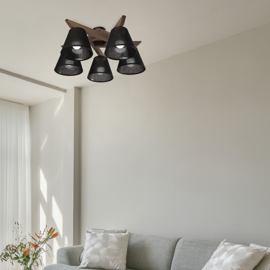 Brilagi - LED Pinta kattokruunu ANTHONY 5xE14/40W/230V tammi-pähkinä/musta