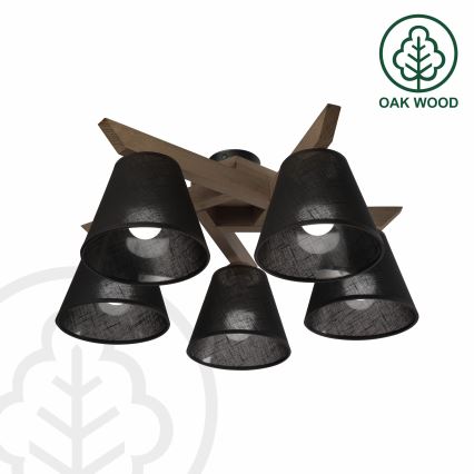 Brilagi - LED Pinta kattokruunu ANTHONY 5xE14/40W/230V tammi-pähkinä/musta