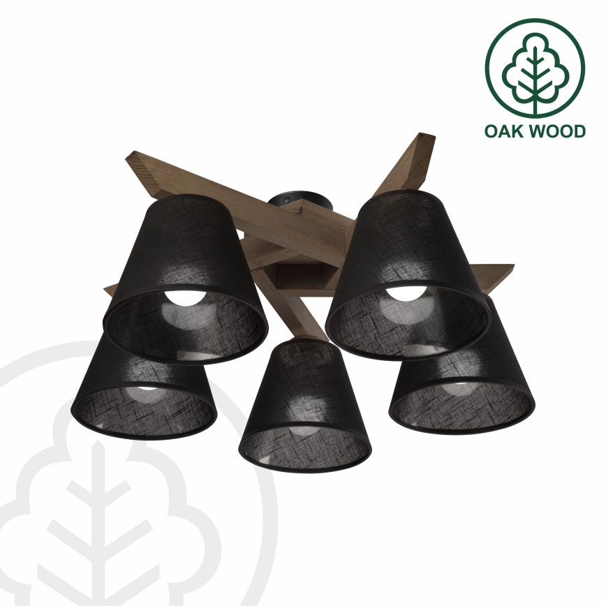 Brilagi - LED Pinta kattokruunu ANTHONY 5xE14/40W/230V tammi-pähkinä/musta