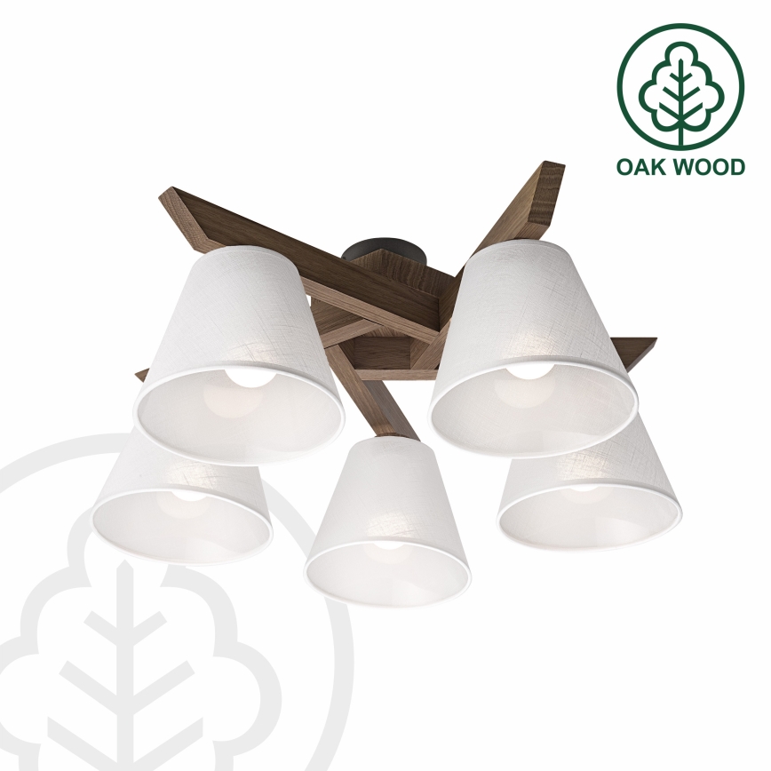 Brilagi - LED Kattovalaisin ANTHONY 5xE14/40W/230V tammi-pähkinä/valkoinen