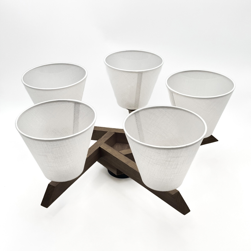 Brilagi - LED Kattovalaisin ANTHONY 5xE14/40W/230V tammi-pähkinä/valkoinen