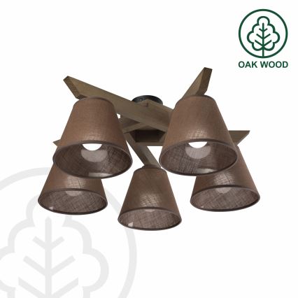 Brilagi - LED Katto- tai seinävalaisin ANTHONY 5xE14/40W/230V tammi-pähkinä/ruskea