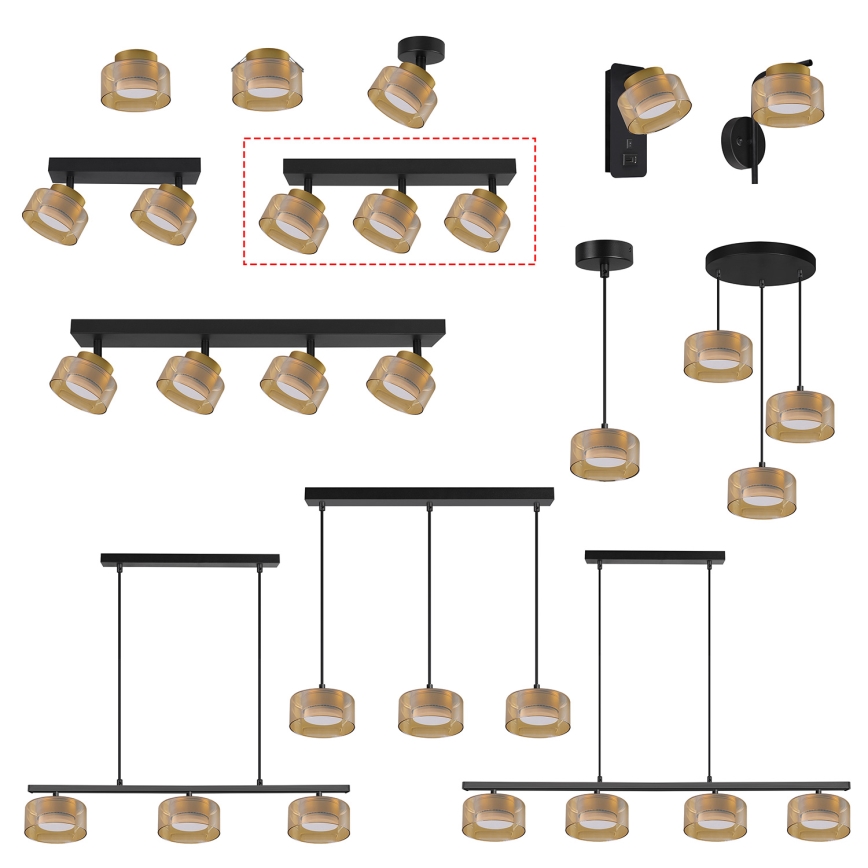 Brilagi - LED AURA LUX kohdevalaisin 3xGX53/30W/230V musta/kultainen
