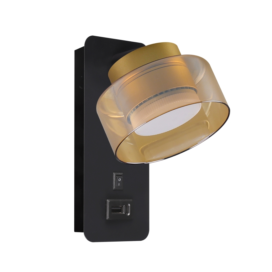 Brilagi - LED AURA LUX seinävalaisin USB-portilla 1xGX53/30W/230V musta/kulta