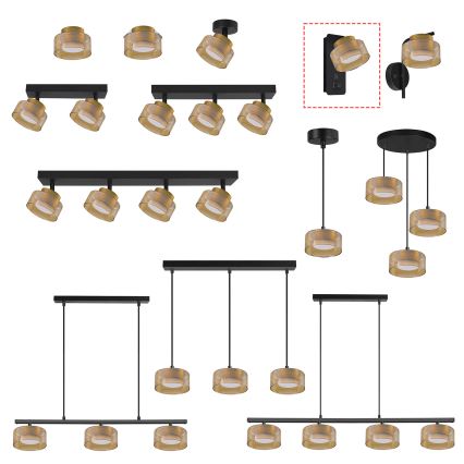 Brilagi - LED AURA LUX seinävalaisin USB-portilla 1xGX53/30W/230V musta/kulta