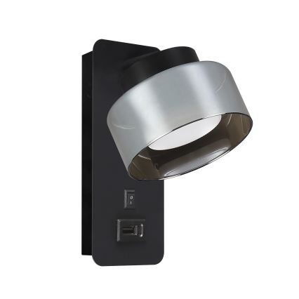 Brilagi - LED AURA LUX seinävalaisin USB-portilla 1xGX53/30W/230V musta/savunharmaa