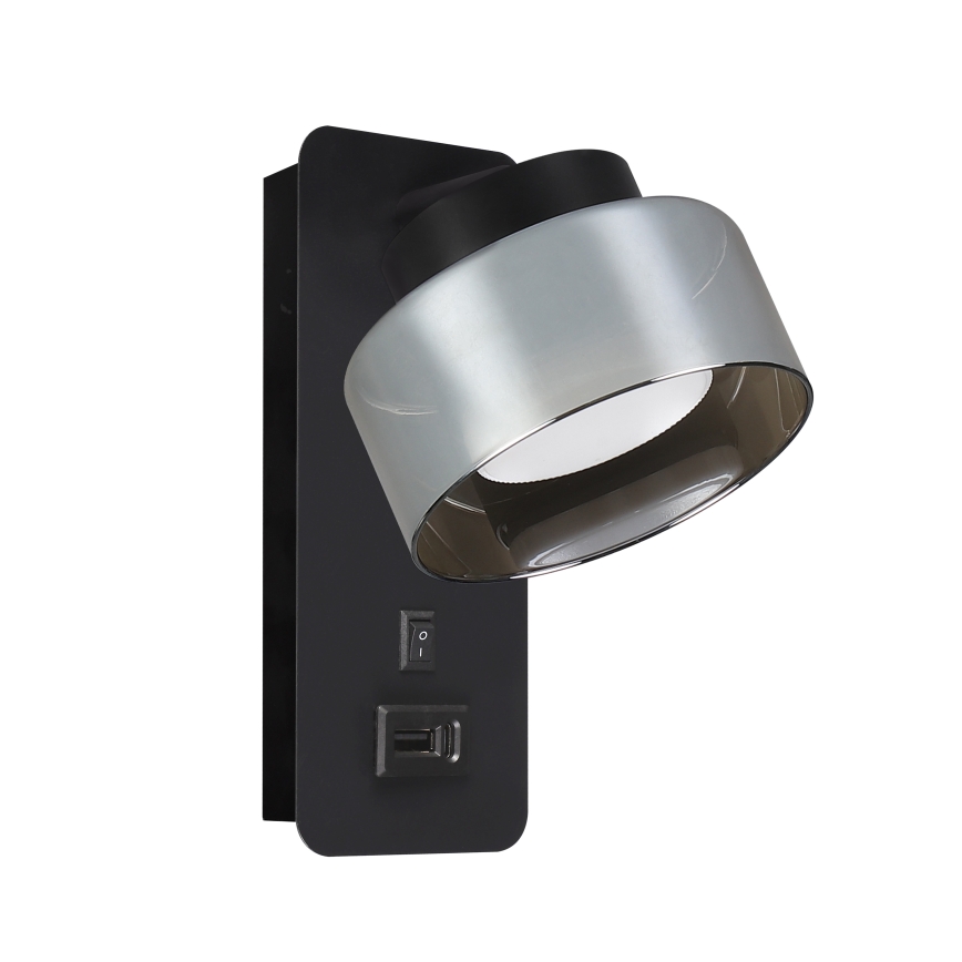 Brilagi - LED AURA LUX seinävalaisin USB-portilla 1xGX53/30W/230V musta/savunharmaa