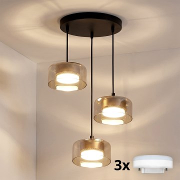 Brilagi - LED AURA LUX vaijerilla ripustettava riippuvalaisin 3xGX53/30W/230V musta/kulta