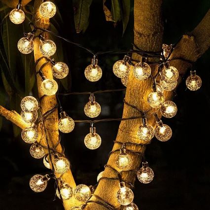 Brilagi - LED-aurinkokäyttöinen koristevalosarja BUBBLE, 300 x LED / 8 toimintoa, 30 m, IP65, lämmin valkoinen, 500 mAh