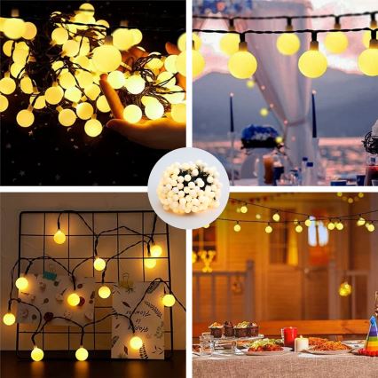BRILAGI - LED-aurinkokäyttöinen koristevalosarja BUBBLE 200xLED/8 toimintoa 20m IP65 lämmin valkoinen 800 mAh