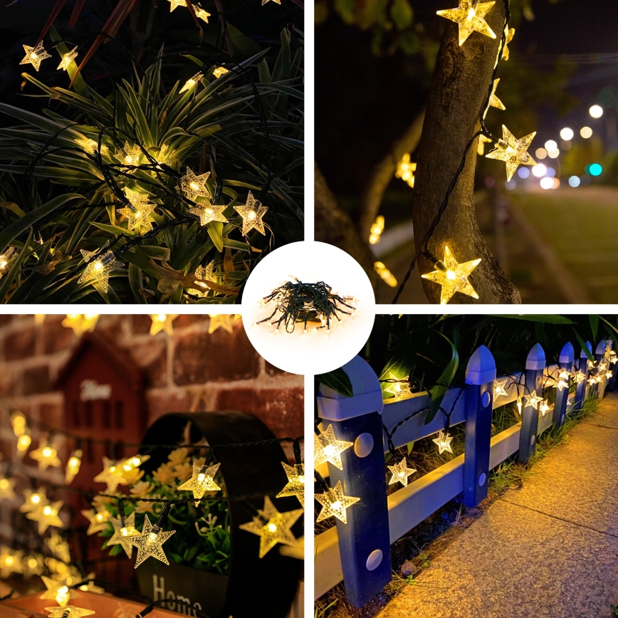 Brilagi - LED aurinkokäyttöinen koristevalosarja TÄHDET 50xLED/8 toimintoa 7m IP65 lämmin valkoinen 600 mAh