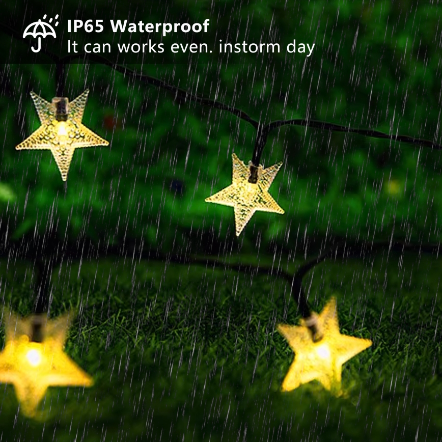 Brilagi - LED aurinkokäyttöinen koristevalosarja TÄHDET 50xLED/8 toimintoa 7m IP65 lämmin valkoinen 600 mAh