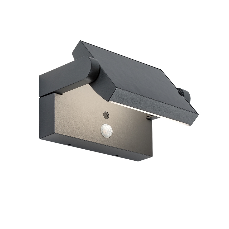 Brilagi - LED aurinkokäyttöinen seinävalaisin liiketunnistimella ja hämäräkytkimellä ANKLE LED/10W/3,7V 3000 mAh 4000K IP65 antrasiitti