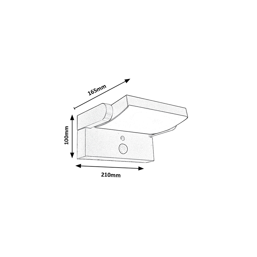 Brilagi - LED aurinkokäyttöinen seinävalaisin liiketunnistimella ja hämäräkytkimellä ANKLE LED/10W/3,7V 3000 mAh 4000K IP65 antrasiitti