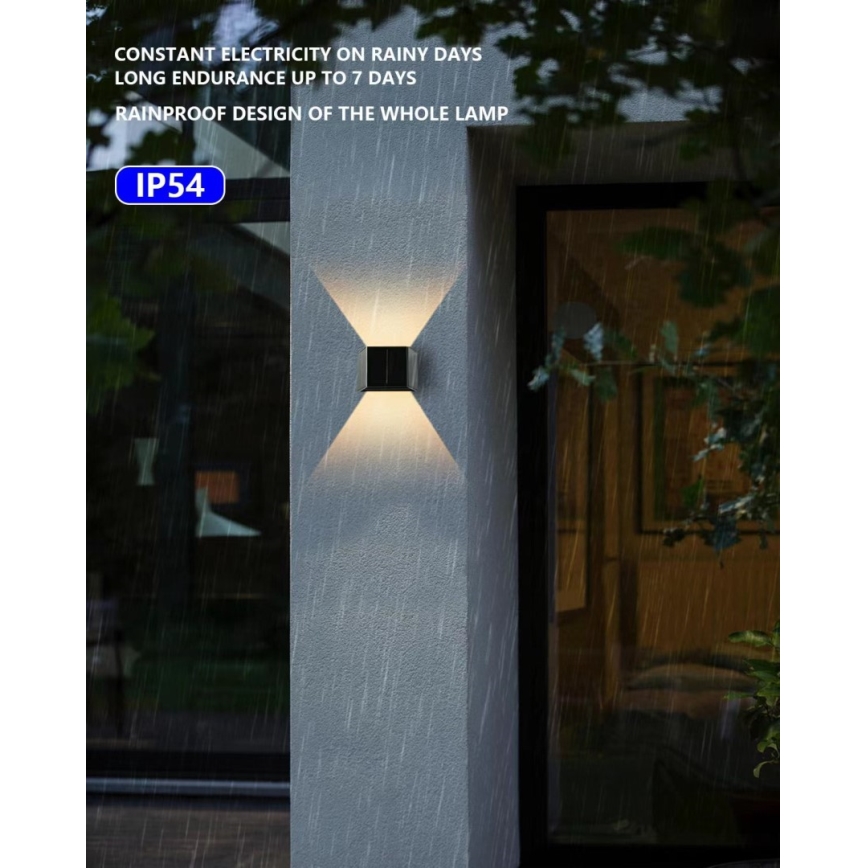 Brilagi - LED aurinkokäyttöinen seinävalaisin SOLAR CUBE LED/2W/3,2V 1300 mAh IP54