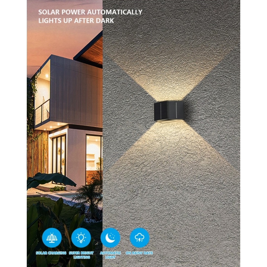 Brilagi - LED aurinkokäyttöinen seinävalaisin SOLAR CUBE LED/2W/3,2V 1300 mAh IP54