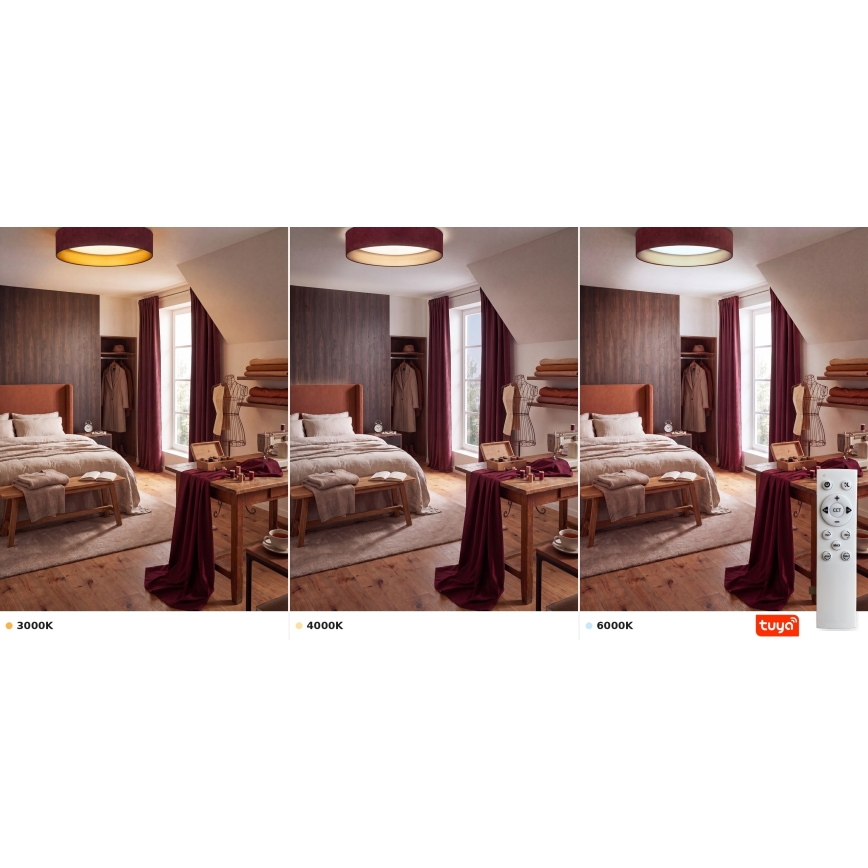 Brilagi - VELVET SMARTIX LED-himmennettävä kattovalaisin LED/36W/230V 3000–6000K halkaisija 55 cm viininpunainen/kultainen Wi‑Fi Tuya Beacon + kaukosäädin
