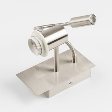 BRILAGI - taipuisa LED-seinävalaisin BOBO 1xE27/25W/230V + LED/3W mattakromi/beige/pilkullinen