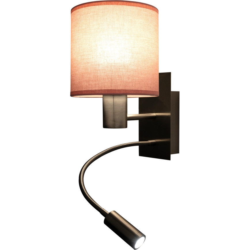 BRILAGI - LED-joustava seinävalaisin BOBO 1xE27/25W/230V + LED/3W mattakromi/vaaleanpunainen