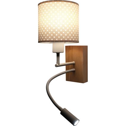BRILAGI - LED-lastenseinävalaisin, joustava BOBO WOOD 1xE27/25W/230V + LED/3W tammi/valkoinen/beige/pilkullinen