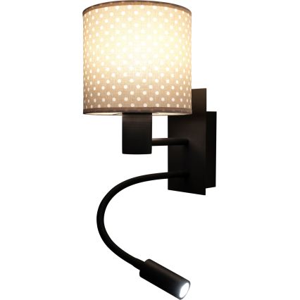 BRILAGI - LED-joustava seinävalaisin BOBO 1xE27/25W/230V + LED/3W musta/beige/pilkullinen