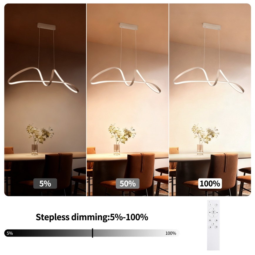 Brilagi - TWISTER LED-himmennettävä riippuvalaisin vaijerilla LED/60W/230V 3000-6000K beige + kaukosäädin