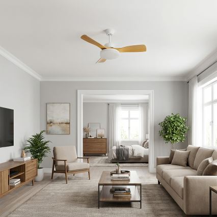 Brilagi - LED-himmennettävä kattotuuletin LED/34W/230V 3000-6500K halkaisija 106 cm valkoinen/ruskea + kaukosäädin