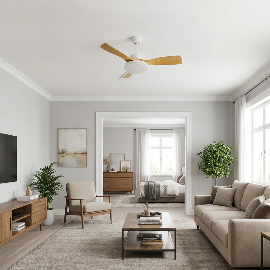 Brilagi - LED-himmennettävä kattotuuletin LED/34W/230V 3000-6500K halkaisija 106 cm valkoinen/ruskea + kaukosäädin