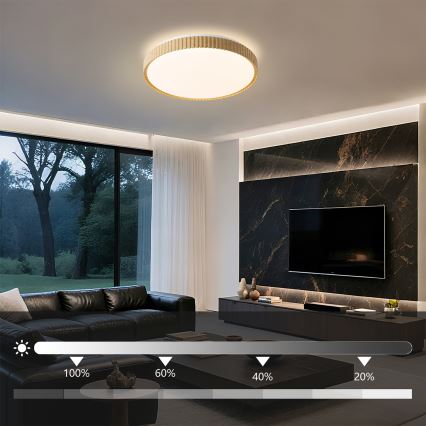 Brilagi - LED-himmennettävä kattovalaisin CORVO LED/72W/230V 3000-6000K puukuosi halkaisija 50 cm + kaukosäädin