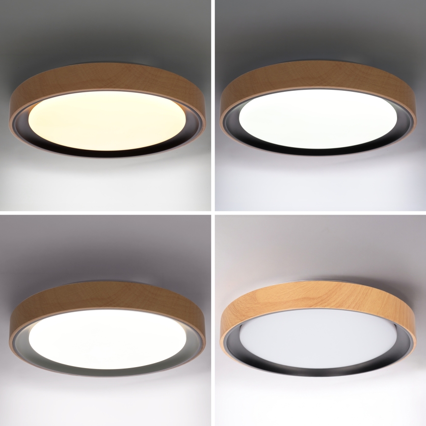 Brilagi - Himmennettävä LED-kattovalaisin FLOCO LED/48W/230V 3000-6500K halkaisija 40 cm puukuvio/musta + kaukosäädin