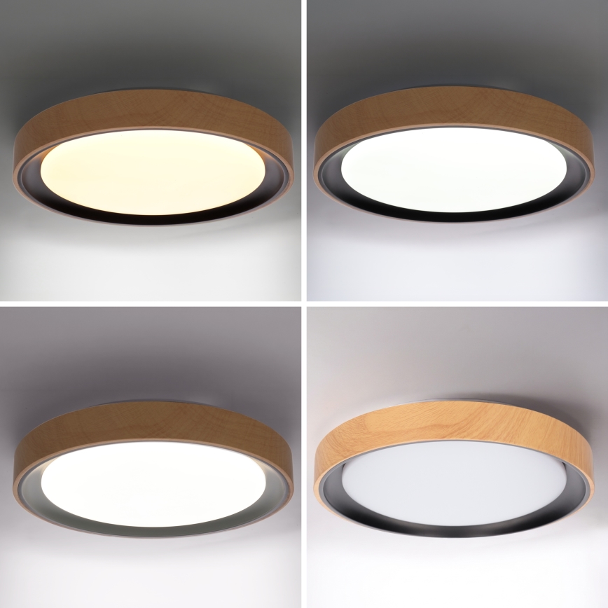 Brilagi - Himmennettävä LED-kattovalaisin FLOCO LED/48W/230V 3000-6500K halkaisija 40 cm puukuvio/musta + kaukosäädin