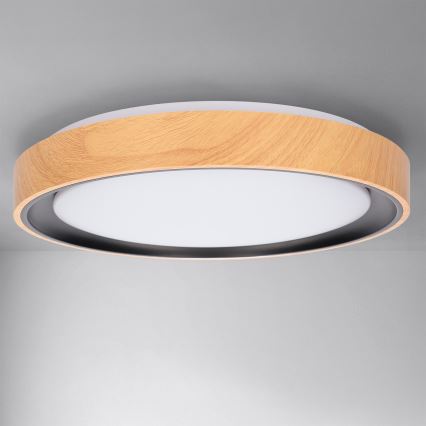 Brilagi - Himmennettävä LED-kattovalaisin FLOCO LED/48W/230V 3000-6500K halkaisija 40 cm puukuvio/musta + kaukosäädin