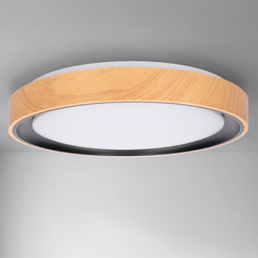 Brilagi - Himmennettävä LED-kattovalaisin FLOCO LED/48W/230V 3000-6500K halkaisija 40 cm puukuvio/musta + kaukosäädin