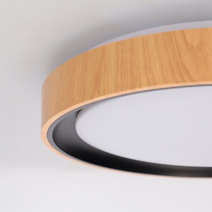 Brilagi - Himmennettävä LED-kattovalaisin FLOCO LED/48W/230V 3000-6500K halkaisija 40 cm puukuvio/musta + kaukosäädin