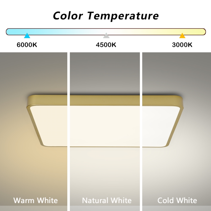 Brilagi - himmennettävä LED-kattovalaisin POOL LED/48W/230V 3000-6000K 50x50 cm kultainen + kaukosäädin