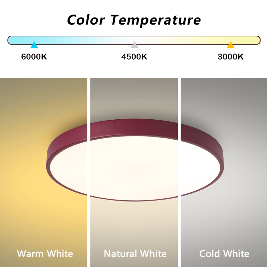 Brilagi - POOL LED/60W/230V himmennettävä kattavalaisin 3000-6000K halkaisija 50 cm burgundinpunainen + kauko-ohjain