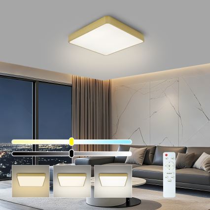 BRILAGI - himmennettävä LED-kattovalaisin POOL SQUARE LED/48W/230V 3000-6000K 50x50 cm kultainen + kaukosäädin