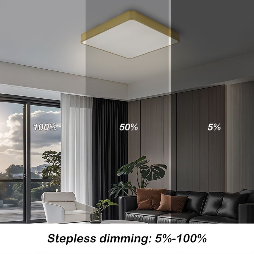 BRILAGI - himmennettävä LED-kattovalaisin POOL SQUARE LED/48W/230V 3000-6000K 50x50 cm kultainen + kaukosäädin