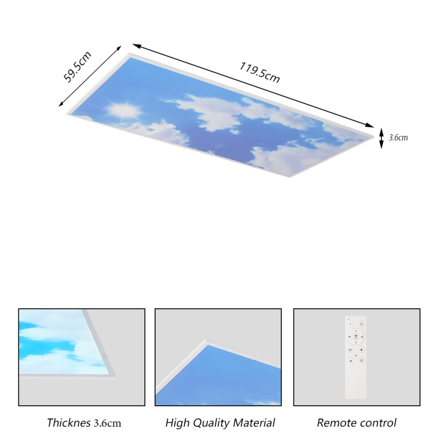 Brilagi - LED-himmennettävä kattovalaisin SLIMFRAME SKY LED/80W/230V 120x60 cm 3000-6000K hopea/sininen + kaukosäädin