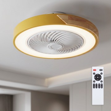 Brilagi - LED-himennettävä kattovalaisin tuulettimella LED/38W/230V 3000-6500K 3000-6500K halkaisija 50 cm kulta/tammi + kaukosäädin