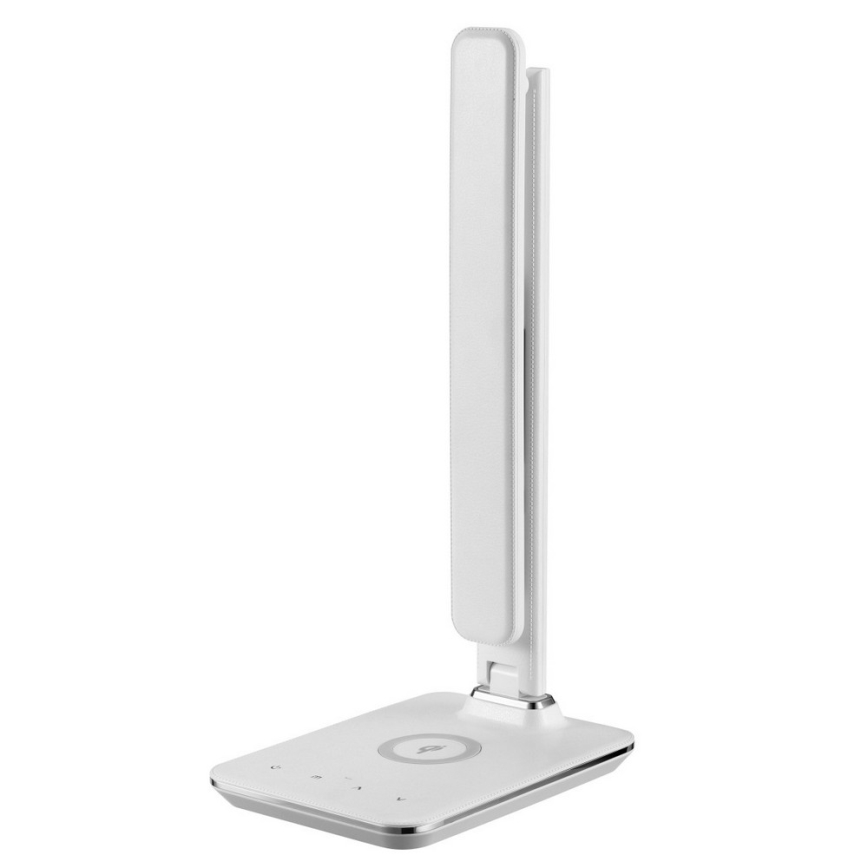 Brilagi - REGINA LED/8,5W/230V himennettävä LED-pöytälamppu langattomalla QI-latauksella ja USB-liitännällä, valkoinen