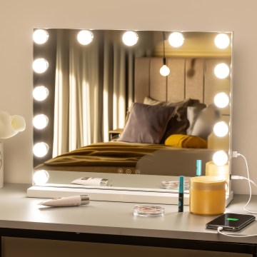 BRILAGI - LED himennettävä meikkipeili HOLLYWOOD LED/15W/230V CCT + USB valkoinen