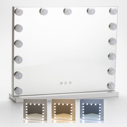 BRILAGI - LED himennettävä meikkipeili HOLLYWOOD LED/15W/230V CCT + USB valkoinen